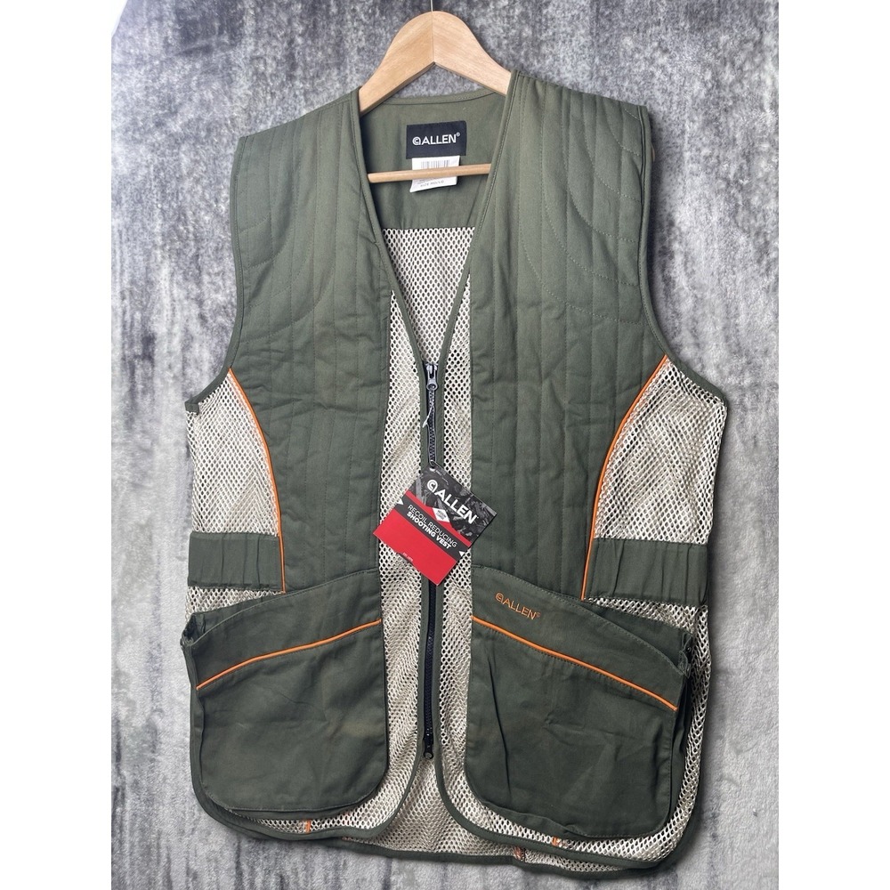 Allen Company Ace Range Shooting Zip Mesh Green Vest Men's Size M/L Gel Pad